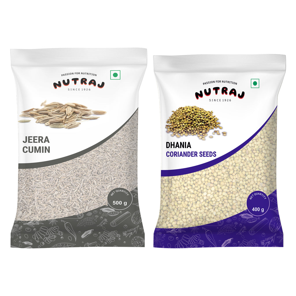 Whole Spices 900G Combo Pack - Coriander Seeds (Dhania) 400G + Cumin (Jeera) 500G | Biryani Sabut Masala | Khada Masala