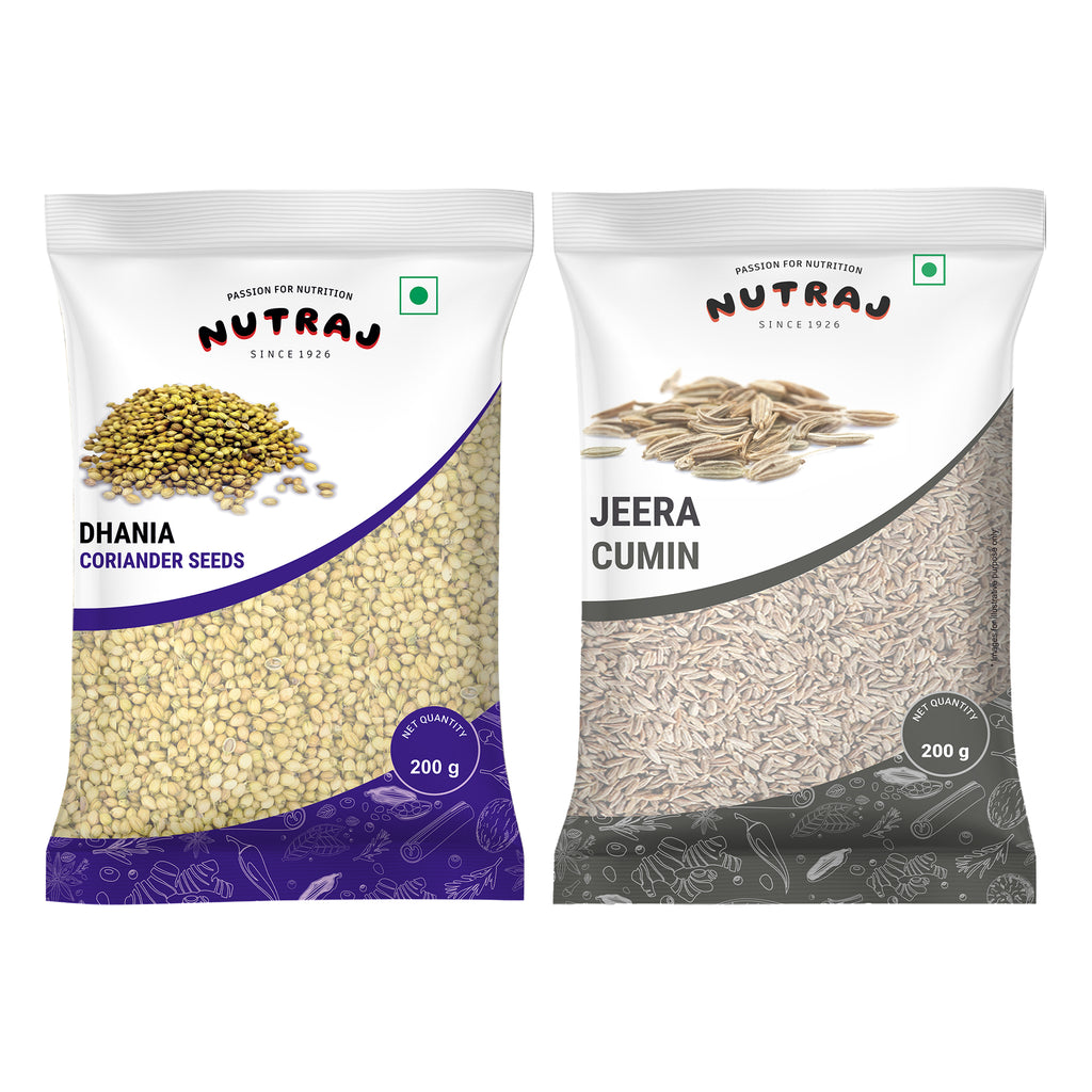 Whole Spices 400G Combo Pack - Coriander Seeds (Dhania) 200G + Cumin (Jeera) 200G | Biryani Sabut Masala | Khada Masala