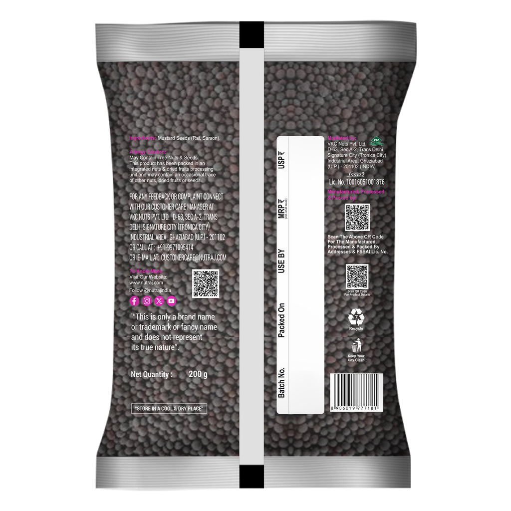 Whole Big Black Mustard Seeds 200Gm | Rai Seeds | Whole Kaali Rai Dana | Sarson Dana | Whole Spices | Moti Rai