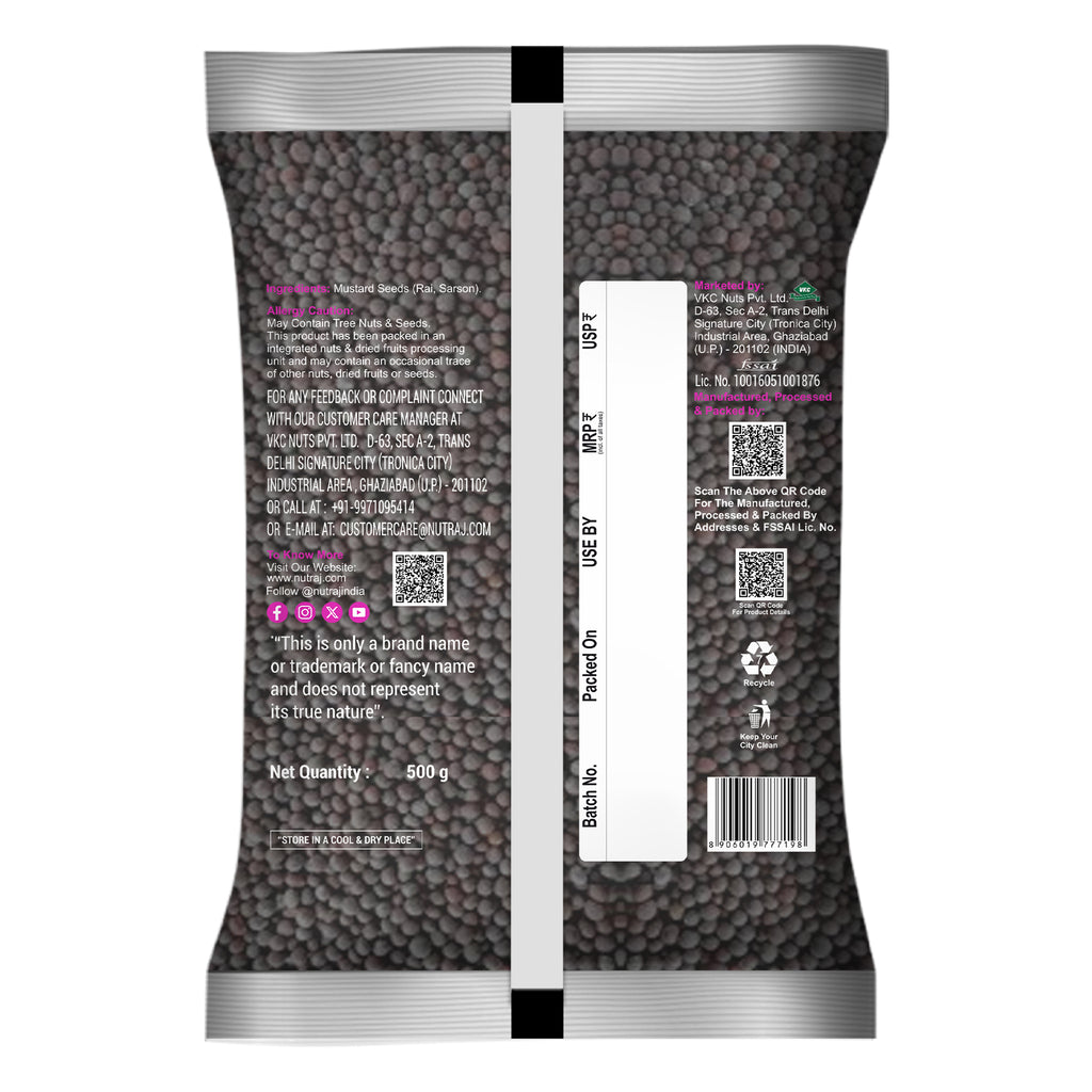 Whole Big Black Mustard Seeds 500Gm