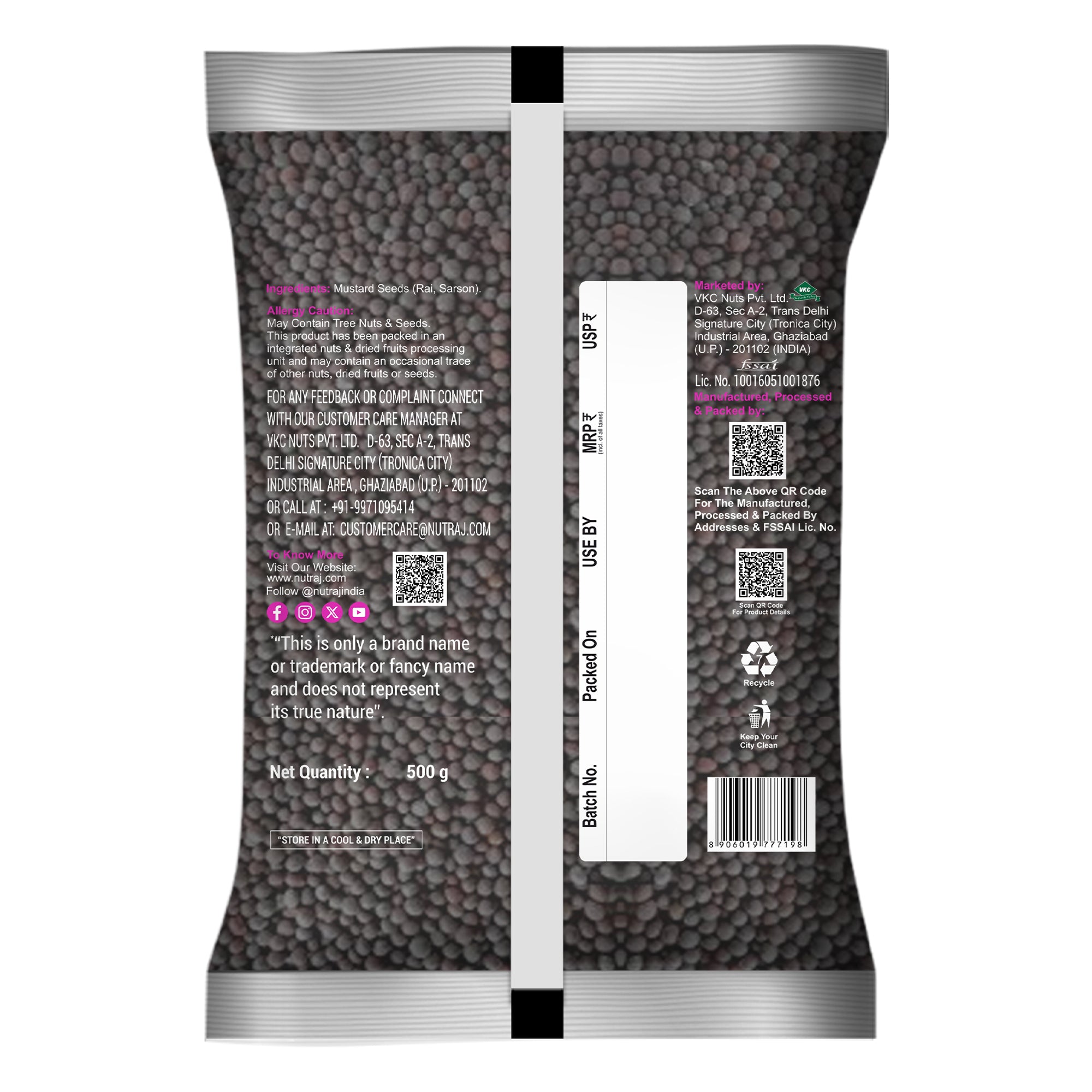 Whole Big Black Mustard Seeds 500Gm