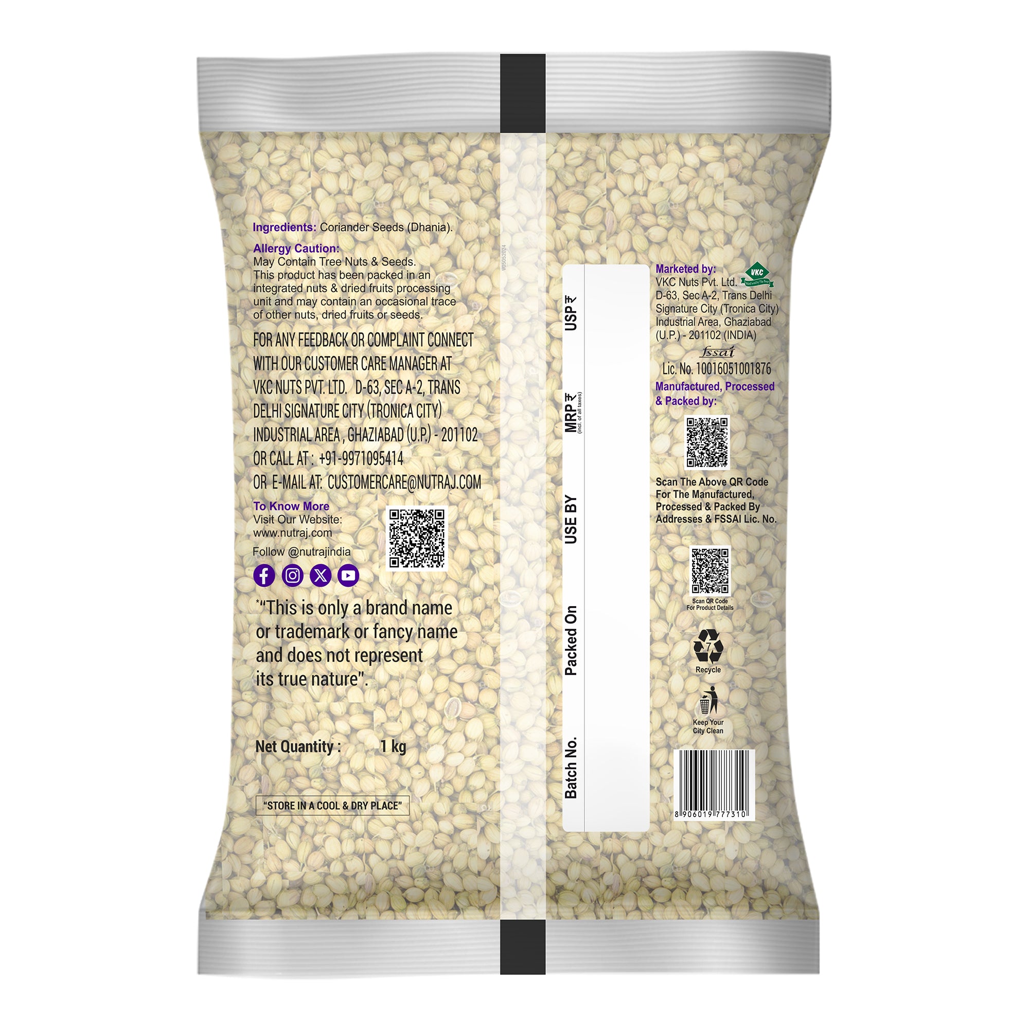 Whole Coriander Seeds 1Kg 100% Pure Dhaniya | Whole Spices