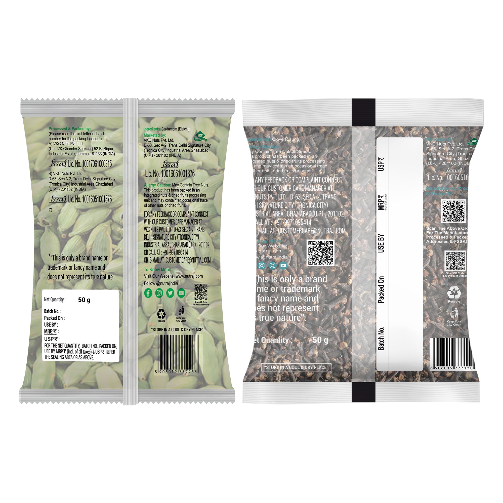 Whole Spices 150G Combo Pack - Green Cardamom (Elaichi) 50G + Laung (Clove) 50G + Black Pepper (Kali Mirch) 50G | Briyani Sabut Khada Masala