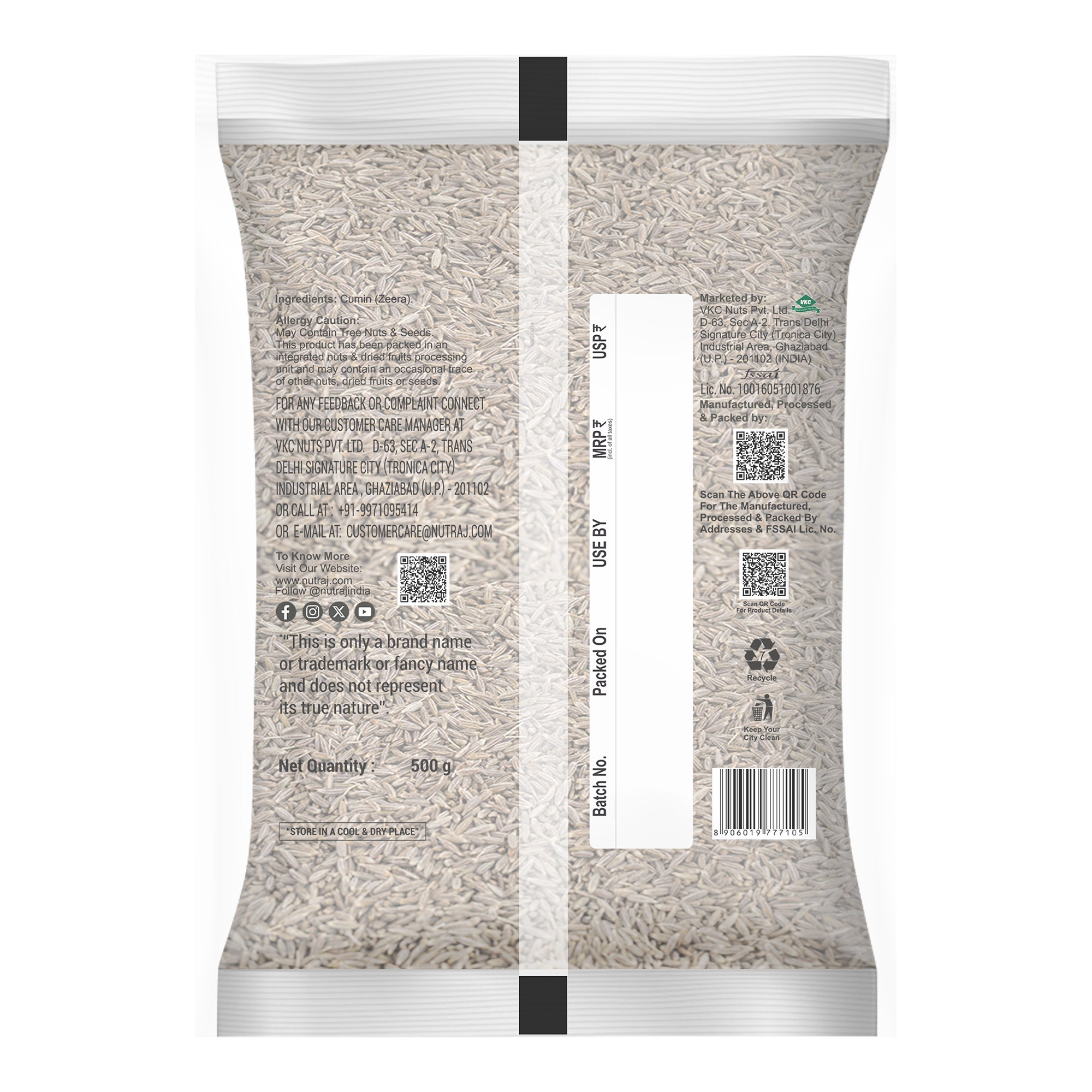 Whole Cumin 500Gm Seeds | Jeera