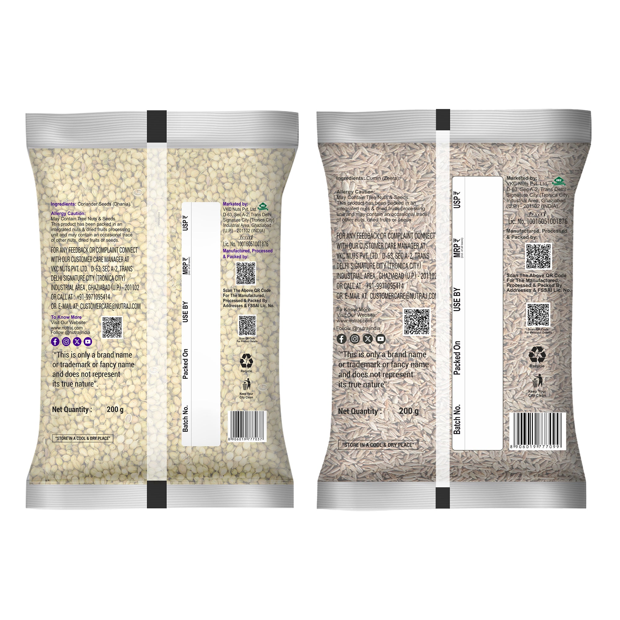 Whole Spices 400G Combo Pack - Coriander Seeds (Dhania) 200G + Cumin (Jeera) 200G | Biryani Sabut Masala | Khada Masala