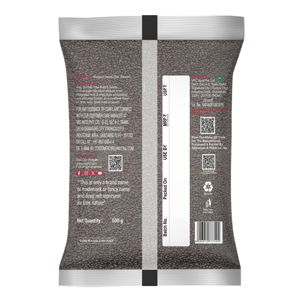 Mustard Seeds Small 500Gm | Black Mustard Rai Seeds Small | Sasive Seeds Whole Kaali Rai Dana | Sarson Dana Indian Whole Spice | Barik Rai