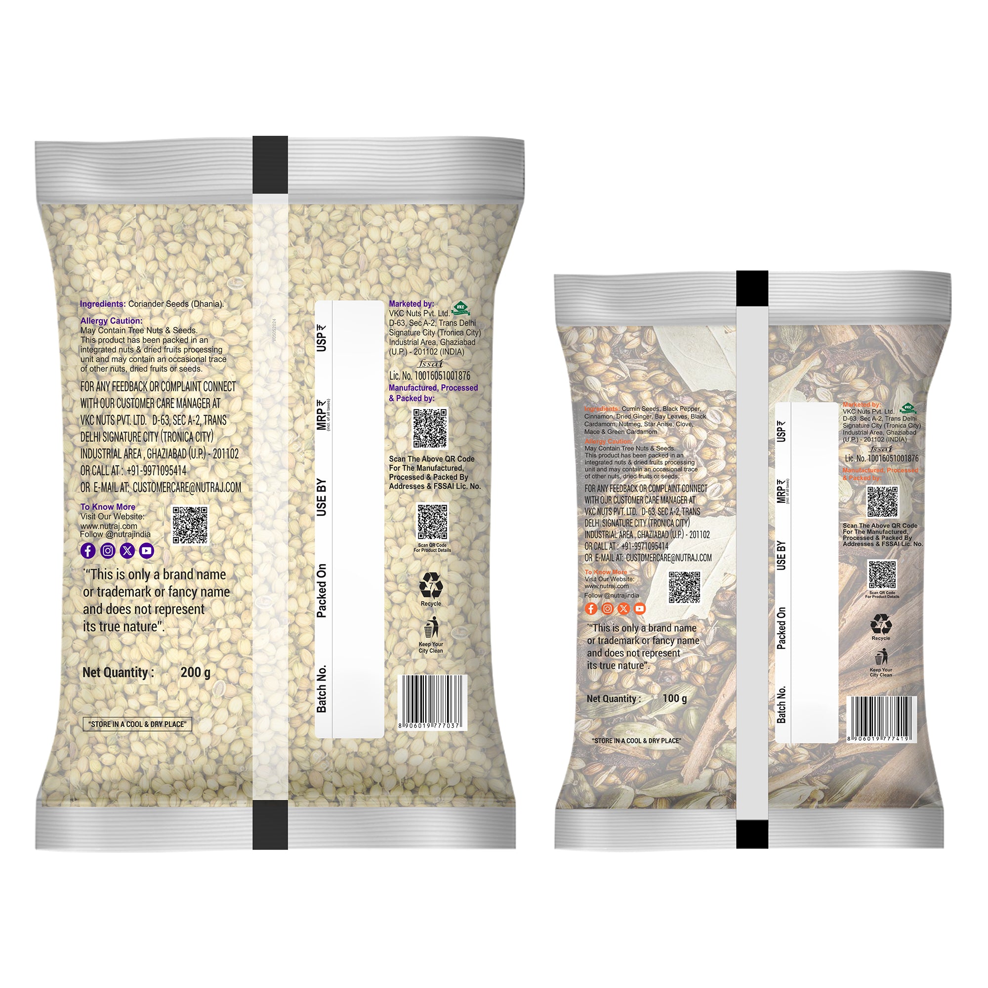 Whole Spices 700G Combo Pack - Sahi Garam Masala 100G + Black Pepper (Kali Mirch) 100G + Mustard Seeds (Barik Rai) 100G + Cumin (Jeera) 200G + Coriander (Dhania) 200G