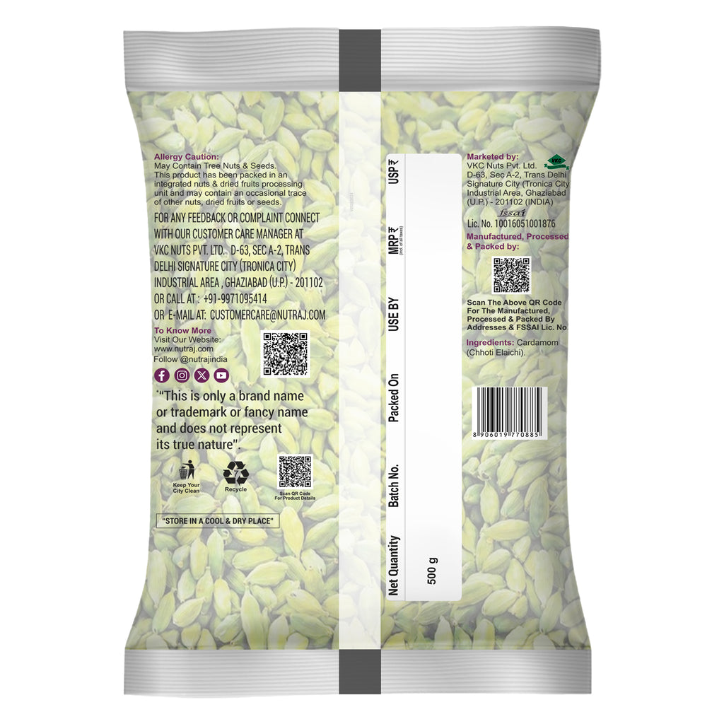 Whole Cardamom 500G Pouch | Elaichi | Whole Spices
