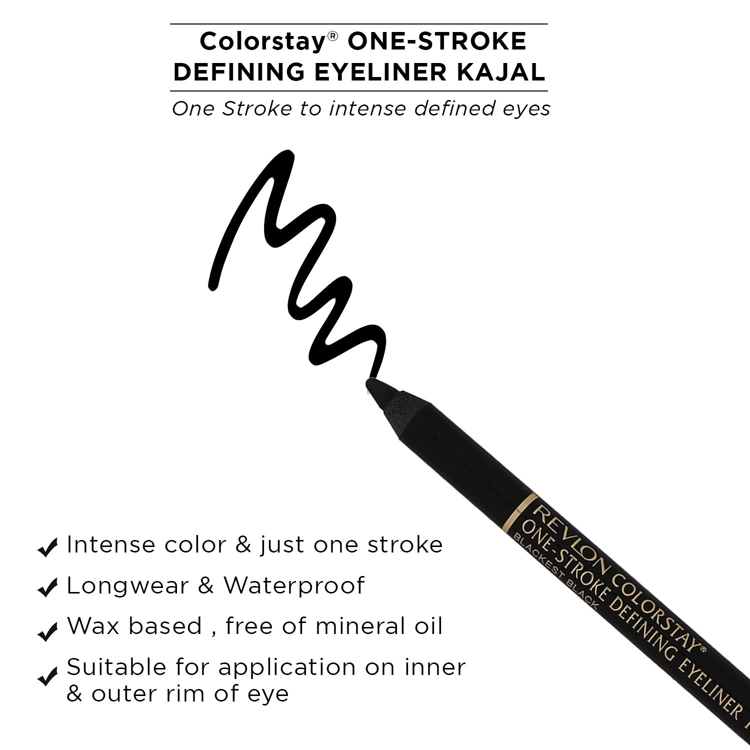 Blackest Black Colorstay One Stroke Defining Eyeliner Kajal 1.2g