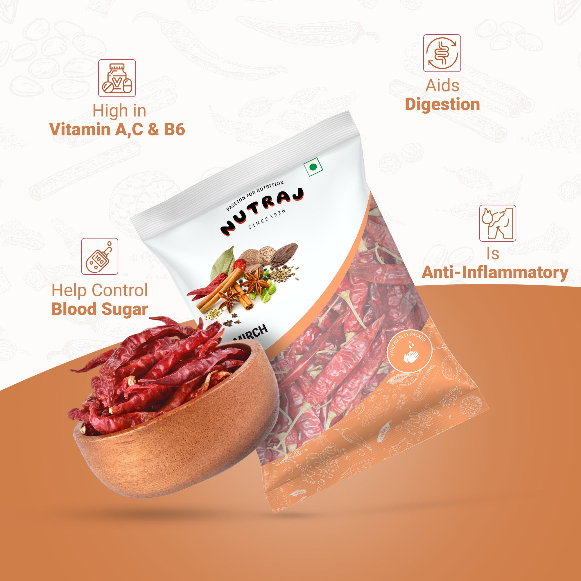 Whole Red Chilli (Lal Mirchi)  (200G X 3)