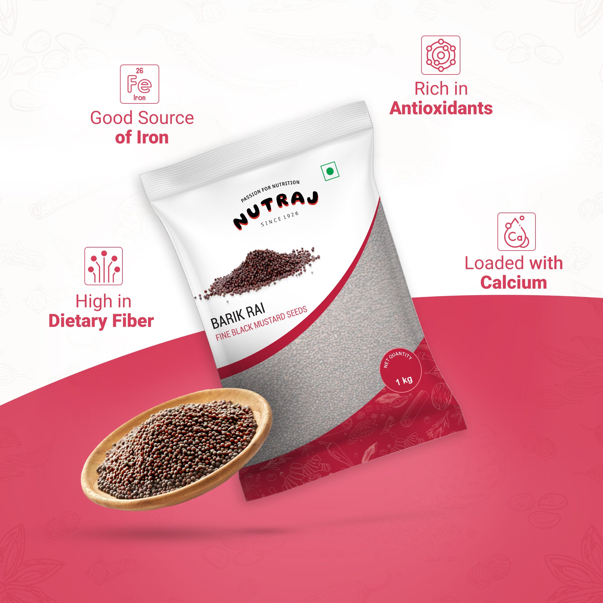Mustard Seeds Small 1Kg | Black Mustard Rai Seeds Small | Sasive Seeds Whole Kaali Rai Dana | Sarson Dana Indian Whole Spice | Barik Rai