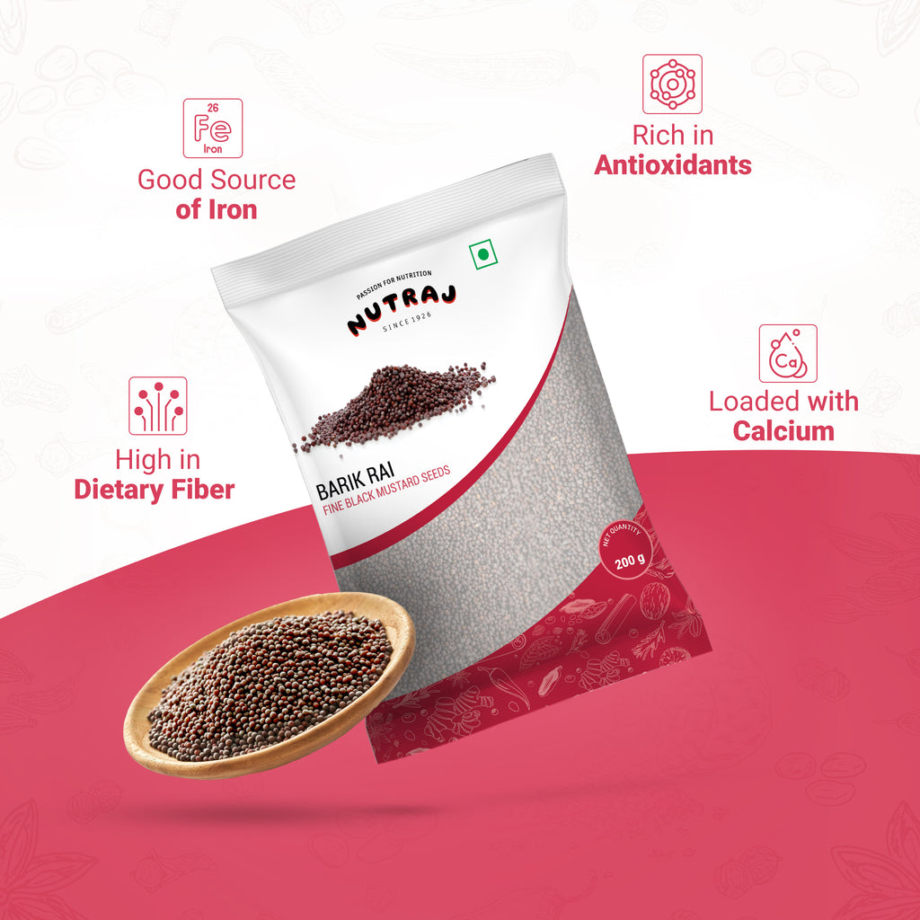 Mustard Seeds Small 200Gm | Black Mustard Rai Seeds Small | Sasive Seeds Whole Kaali Rai Dana | Sarson Dana Indian Whole Spice | Barik Rai