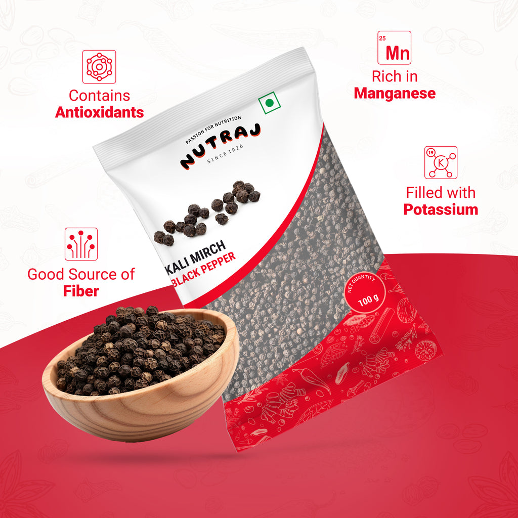 Black Pepper Seeds 100G | Kali Mirch | Authentic Taste Whole Black Pepper Can Support Digestion