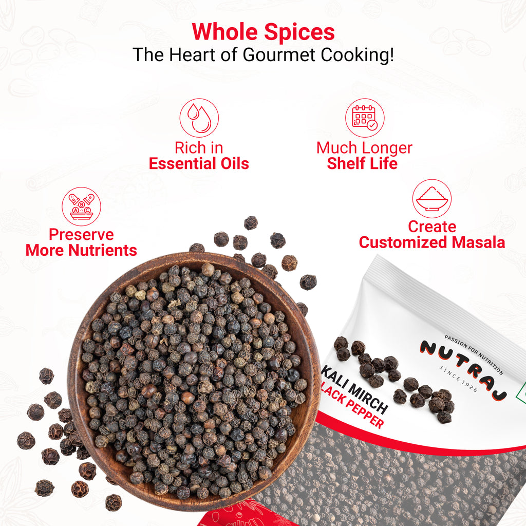 Black Pepper Seeds 50G | Kali Mirch | Authentic Taste Whole Black Pepper | Black Pepper Can Support Digestion