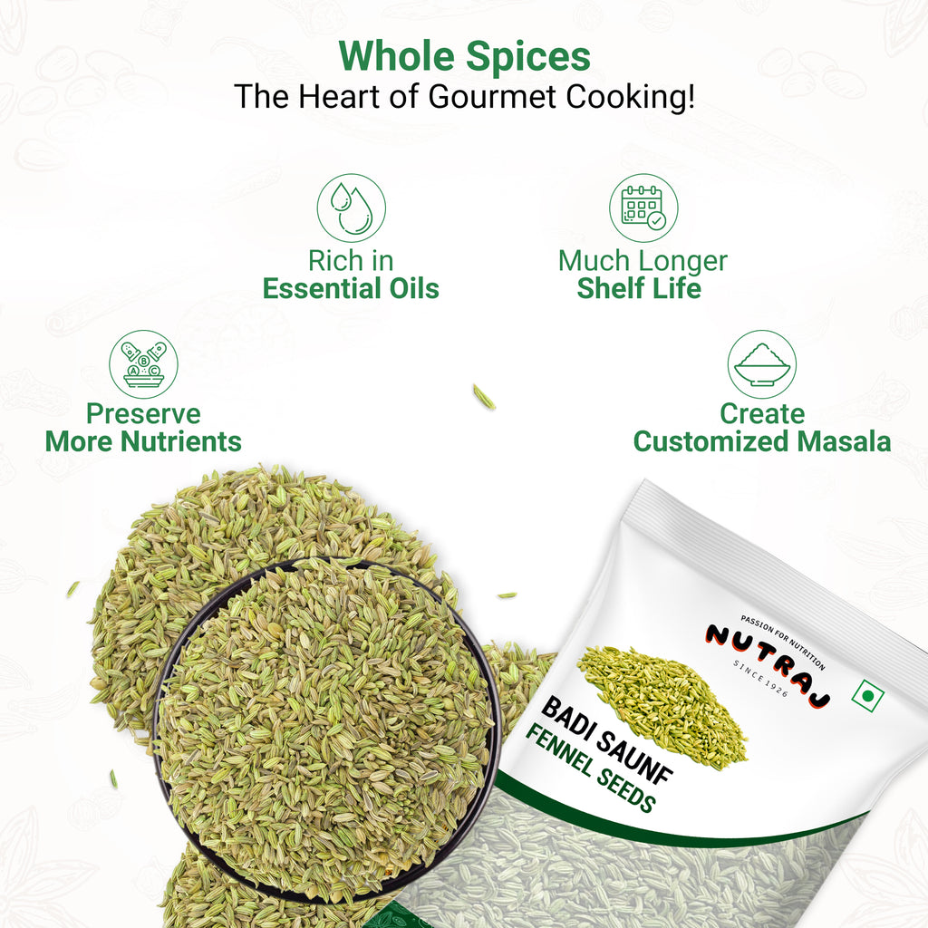Whole Fennel Seeds (Badi Saunf) 200Gm | Mouth Freshner Saunf 100% Pure And Natural | Whole Spices