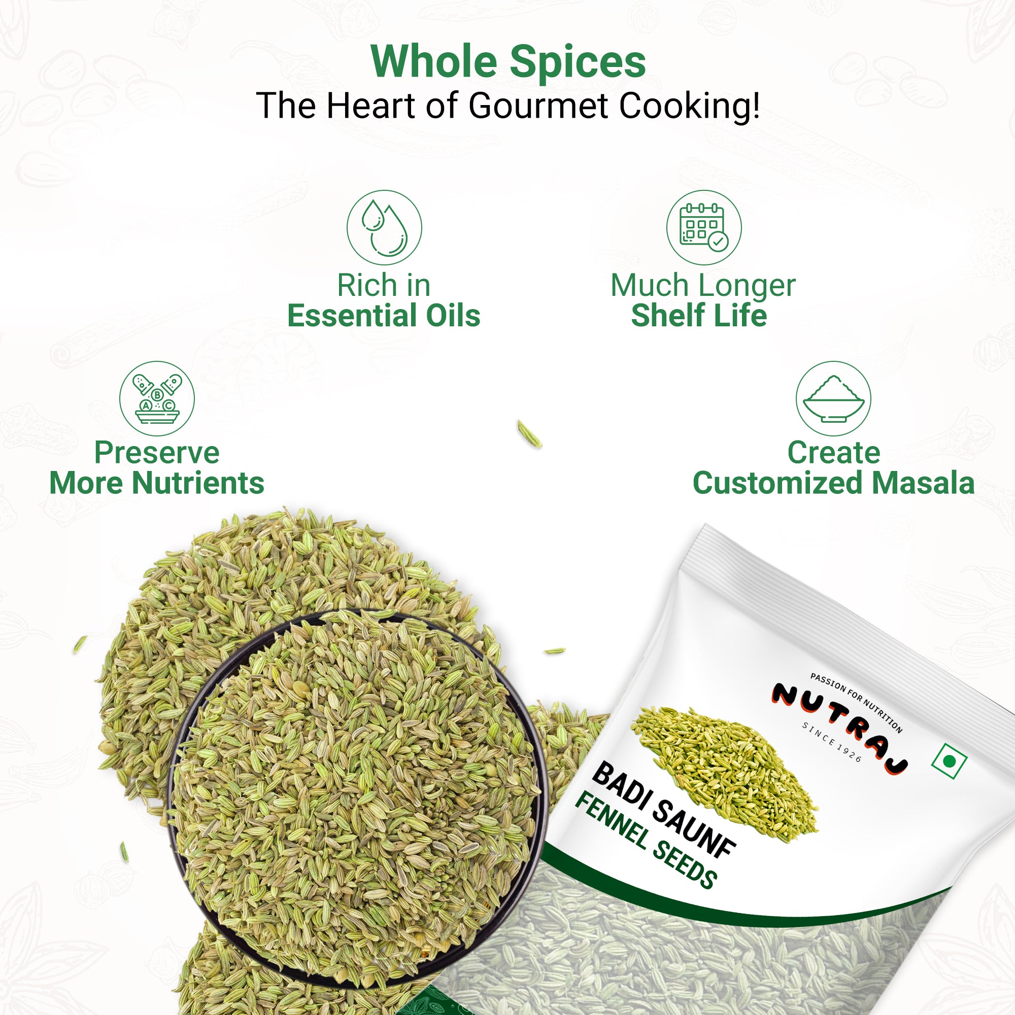Whole Fennel Seeds (Badi Saunf) 200Gm | Mouth Freshner Saunf 100% Pure And Natural | Whole Spices
