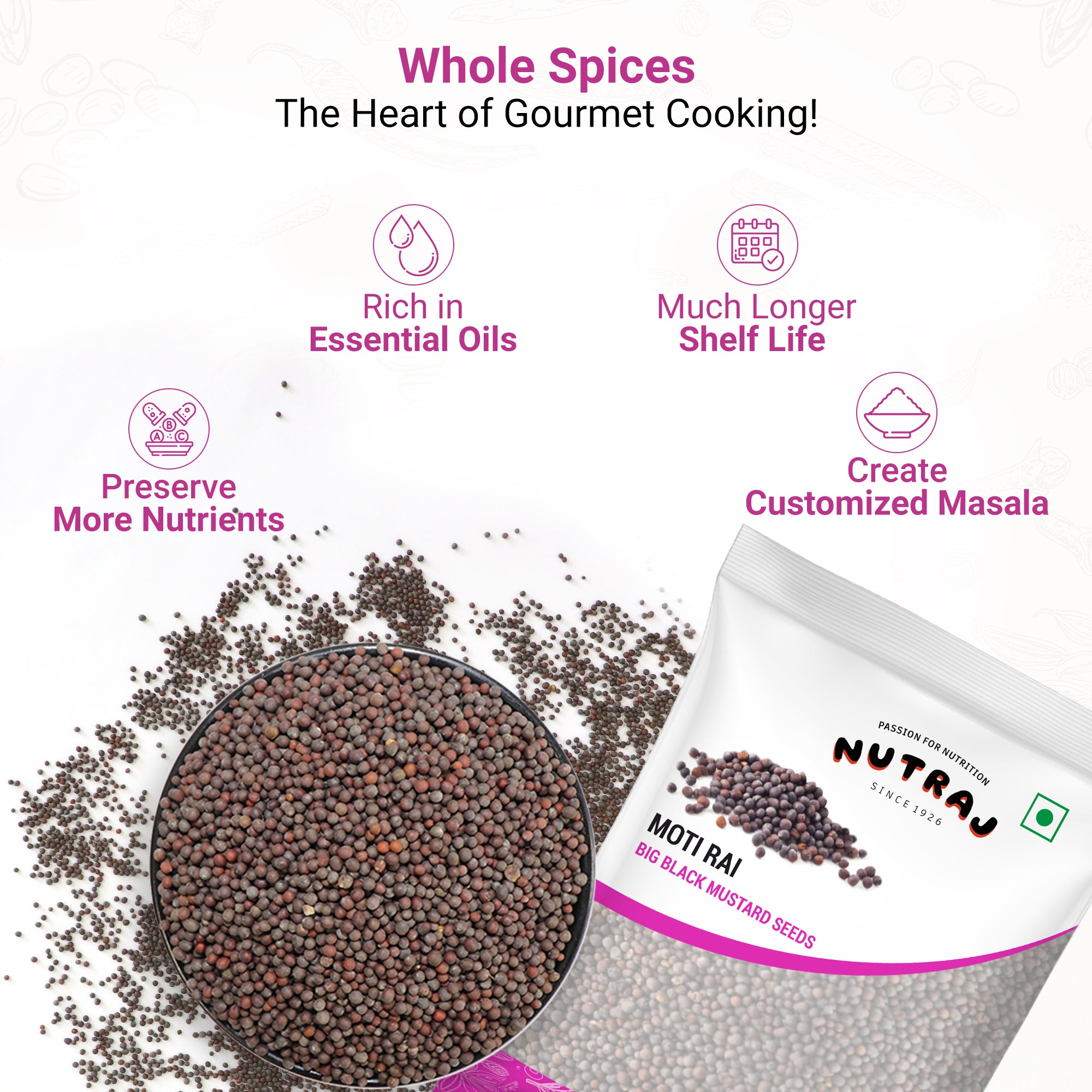 Whole Big Black Mustard Seeds 100Gm | Big Rai | Whole Kaali Rai Dana | Sarson Dana | Whole Spices