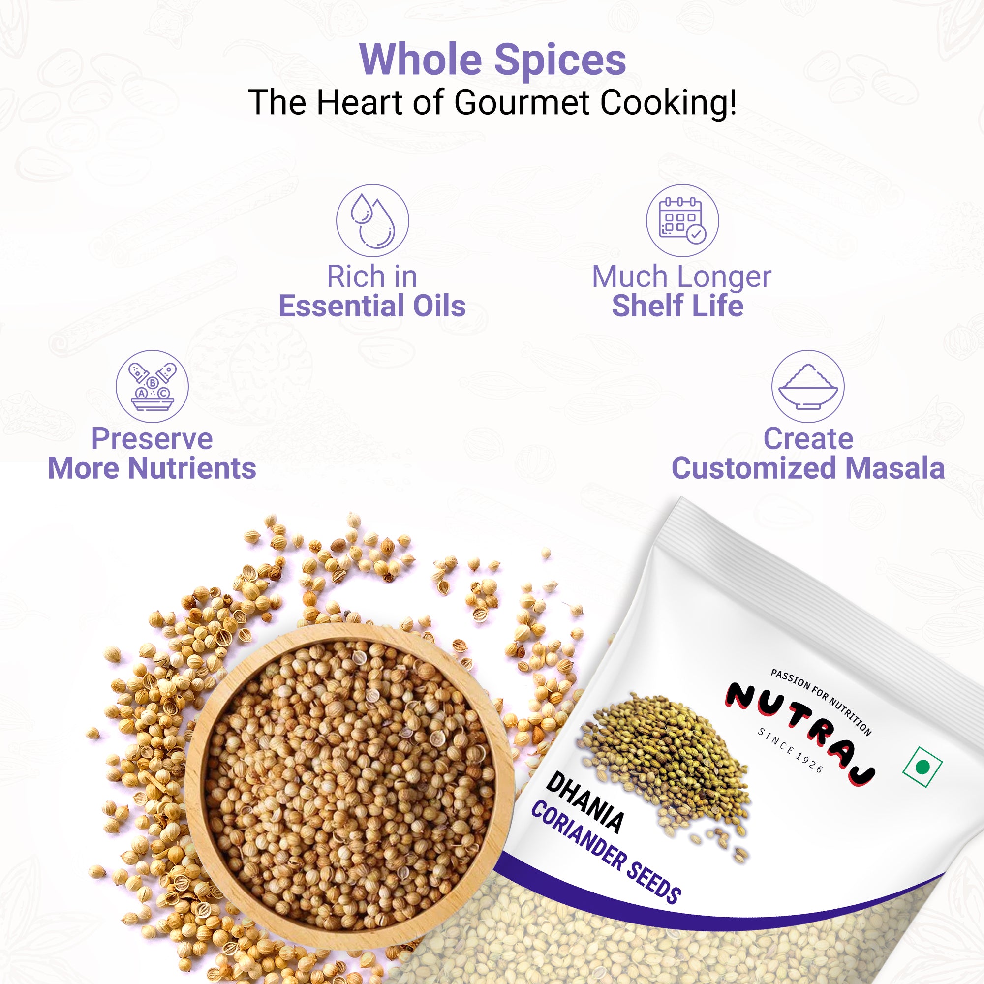 Whole Coriander Seeds  (400G X 2) | 100% Pure Dhaniya | Whole Spices