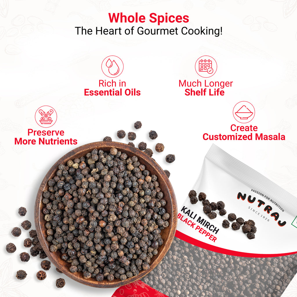 Black Pepper Seeds 100G | Kali Mirch | Authentic Taste Whole Black Pepper Can Support Digestion