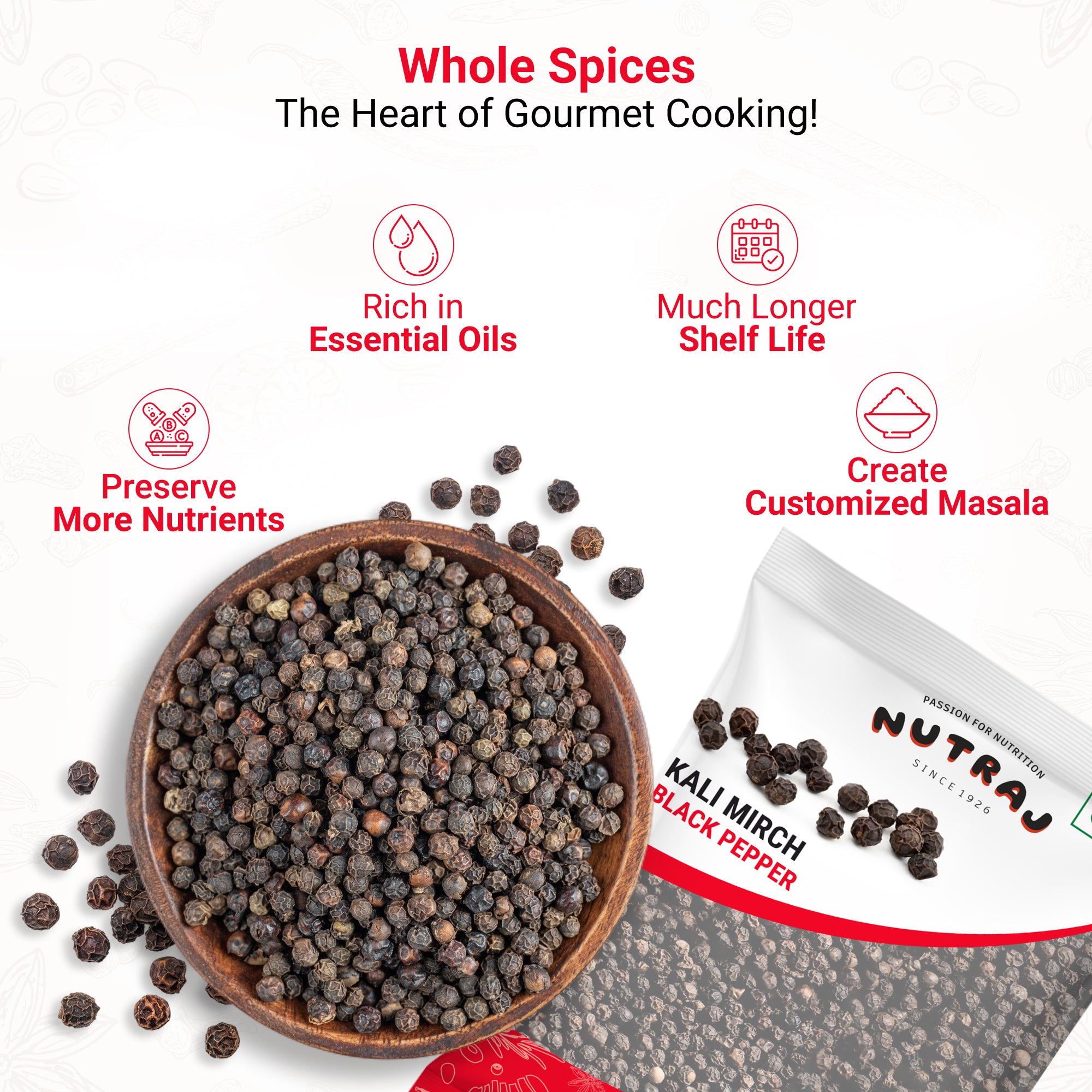 Black Pepper Seeds 100G | Kali Mirch | Authentic Taste Whole Black Pepper Can Support Digestion