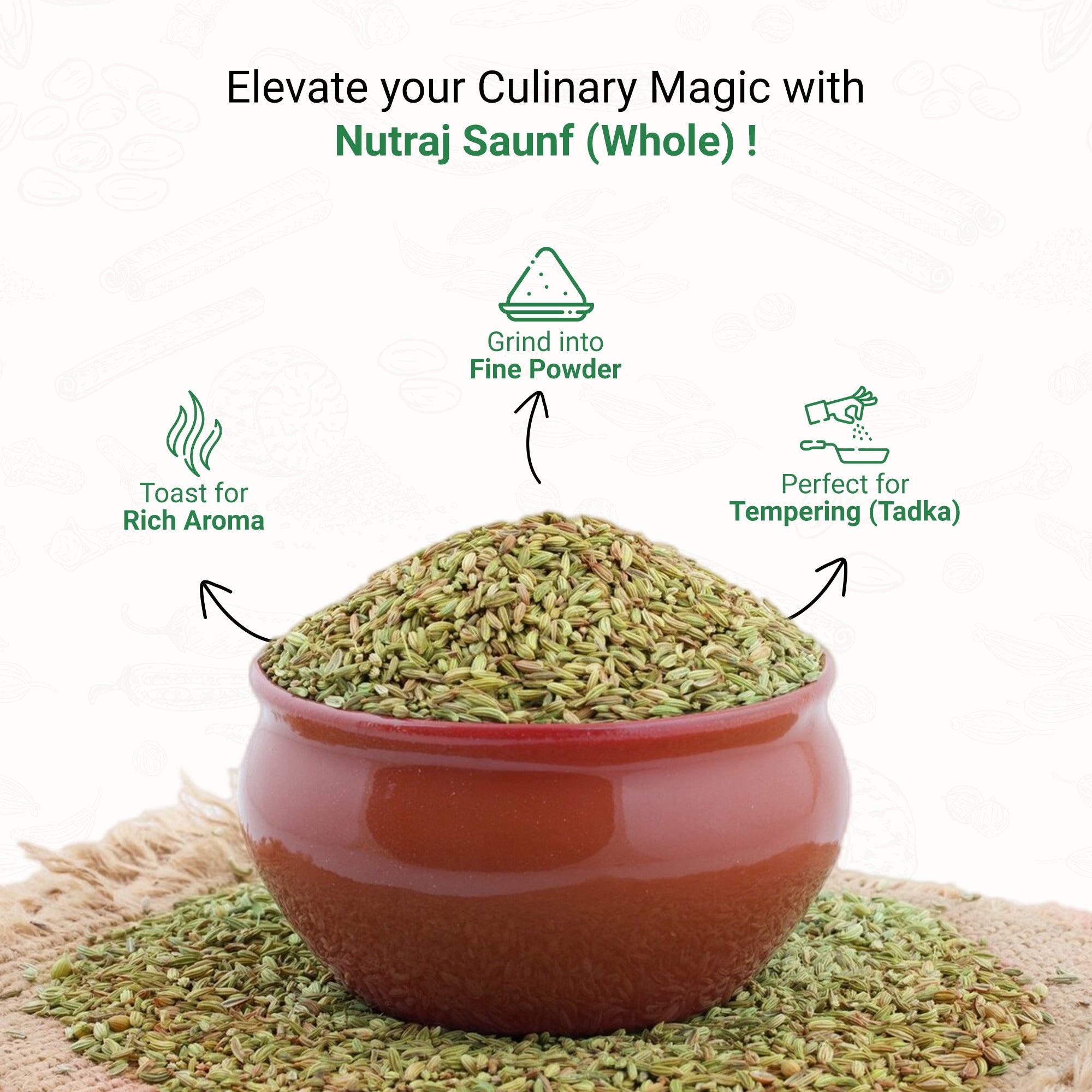 Whole Fennel Seeds (Badi Saunf) 200Gm | Mouth Freshner Saunf 100% Pure And Natural | Whole Spices
