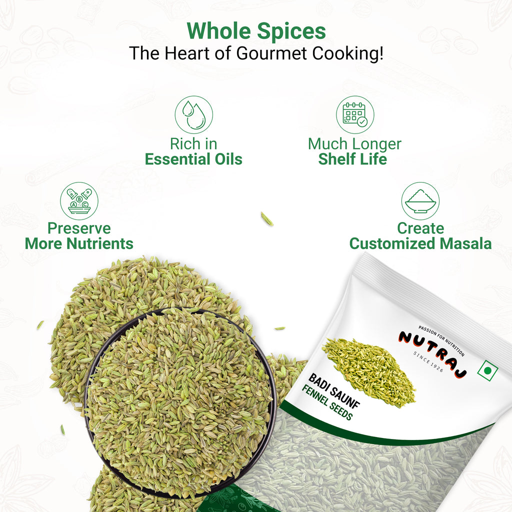 Whole Fennel Seeds (Badi Saunf) 100Gm | Mouth Freshner Saunf 100% Pure And Natural