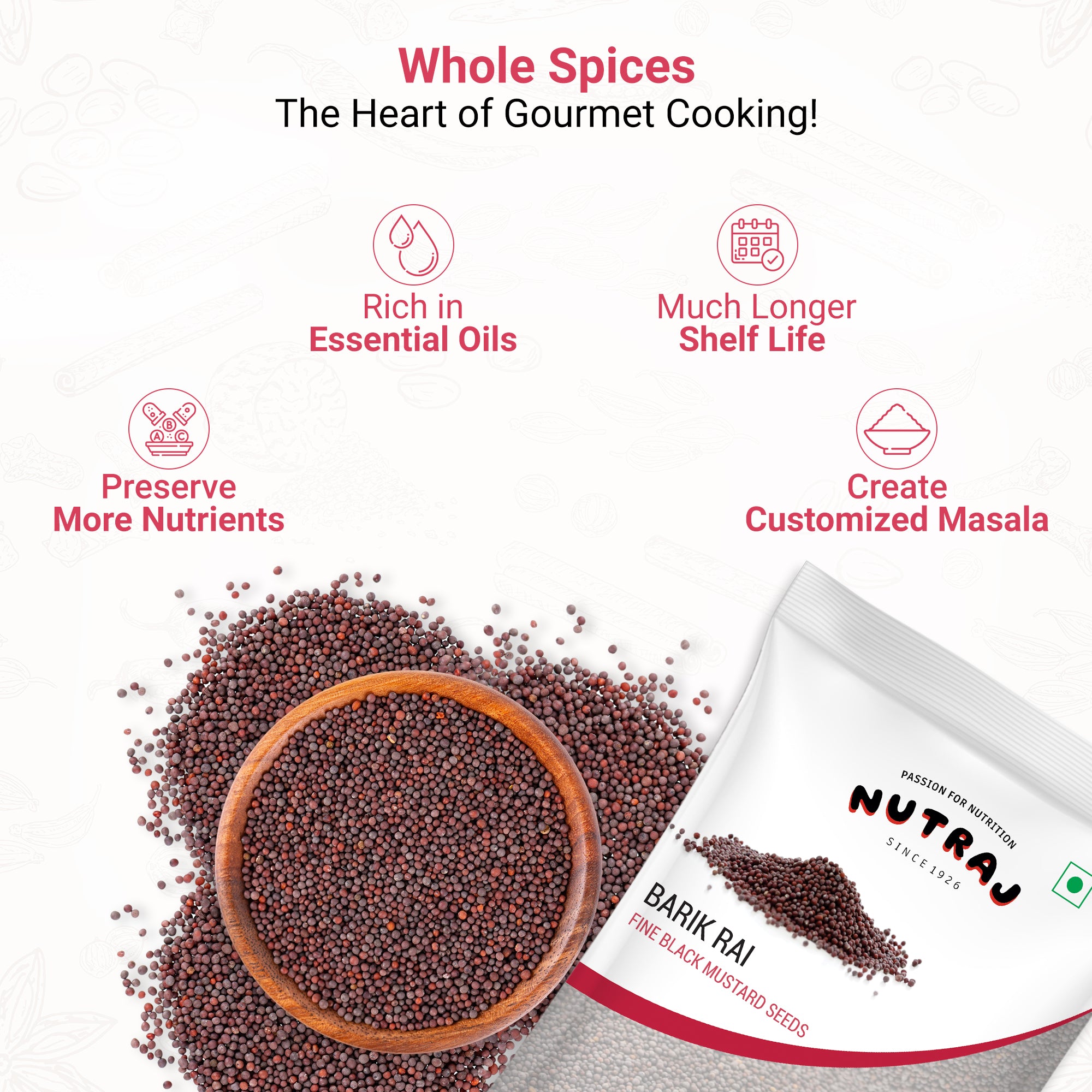 Mustard Seeds Small 1Kg | Black Mustard Rai Seeds Small | Sasive Seeds Whole Kaali Rai Dana | Sarson Dana Indian Whole Spice | Barik Rai