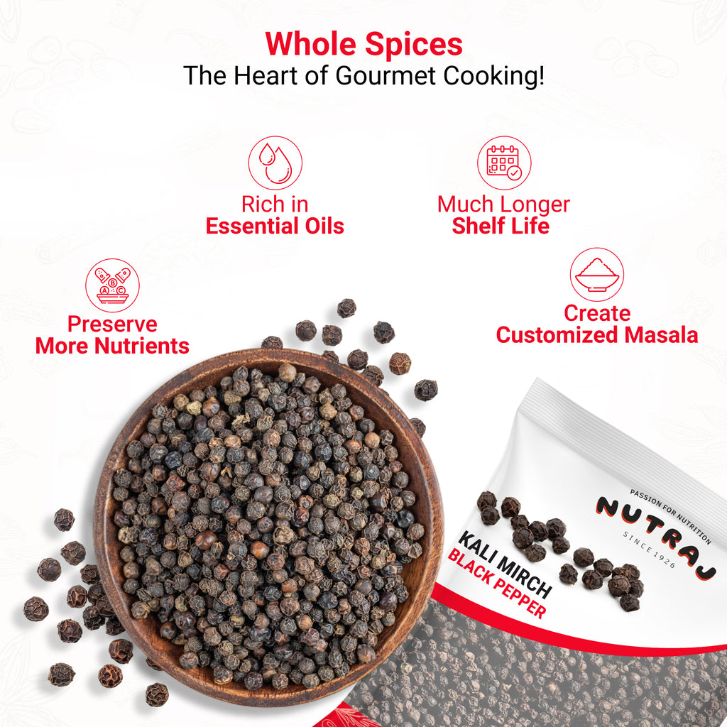 Whole Black Pepper Seeds  (200G X 2) | Kali Mirch | Black Pepper Can Support Digestion