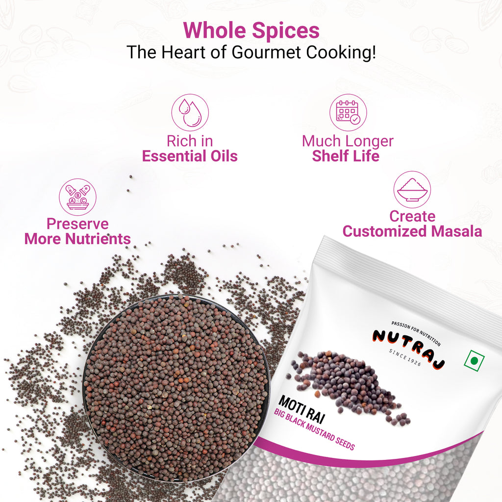 Whole Big Black Mustard Seeds 200Gm | Rai Seeds | Whole Kaali Rai Dana | Sarson Dana | Whole Spices | Moti Rai