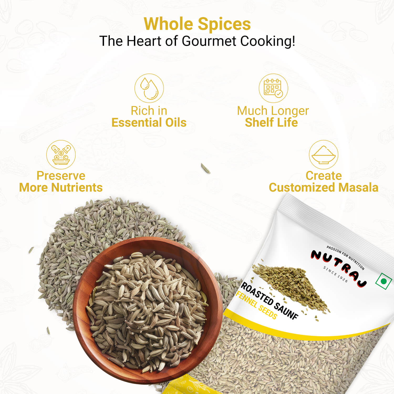 Whole Fennel Roasted 100Gm | Barik Saunf | Fennel Seeds | Mouth Freshner Saunf | Whole Fennel 100% Pure And Natural | Whole Spices