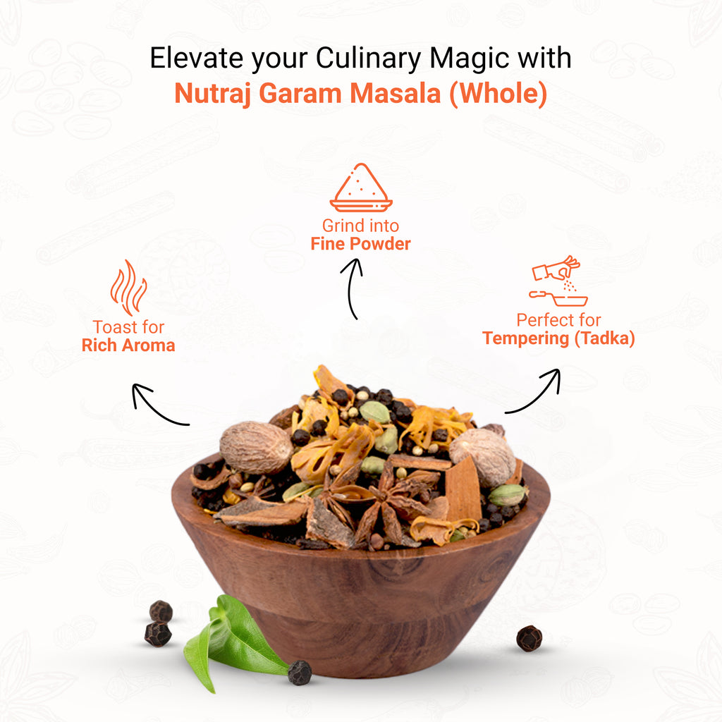 Garam Masala Whole 100Gm | Mix Gram Masala | Khada Masala | Sabut Mix Masala | Reduces Inflammation, Helps With Digestion & Provides Strong Antioxidants