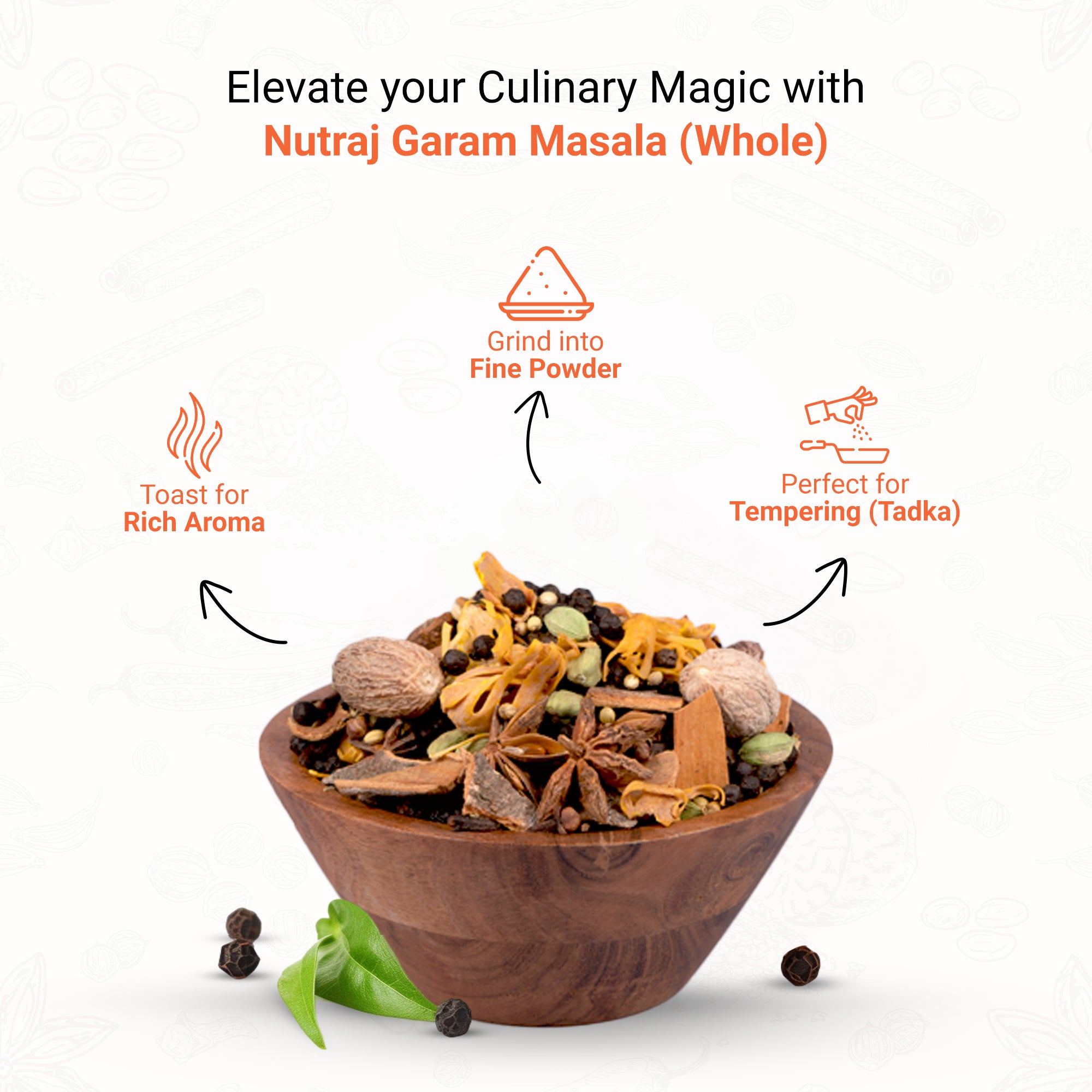 Garam Masala Whole 100Gm | Mix Gram Masala | Khada Masala | Sabut Mix Masala | Reduces Inflammation, Helps With Digestion & Provides Strong Antioxidants