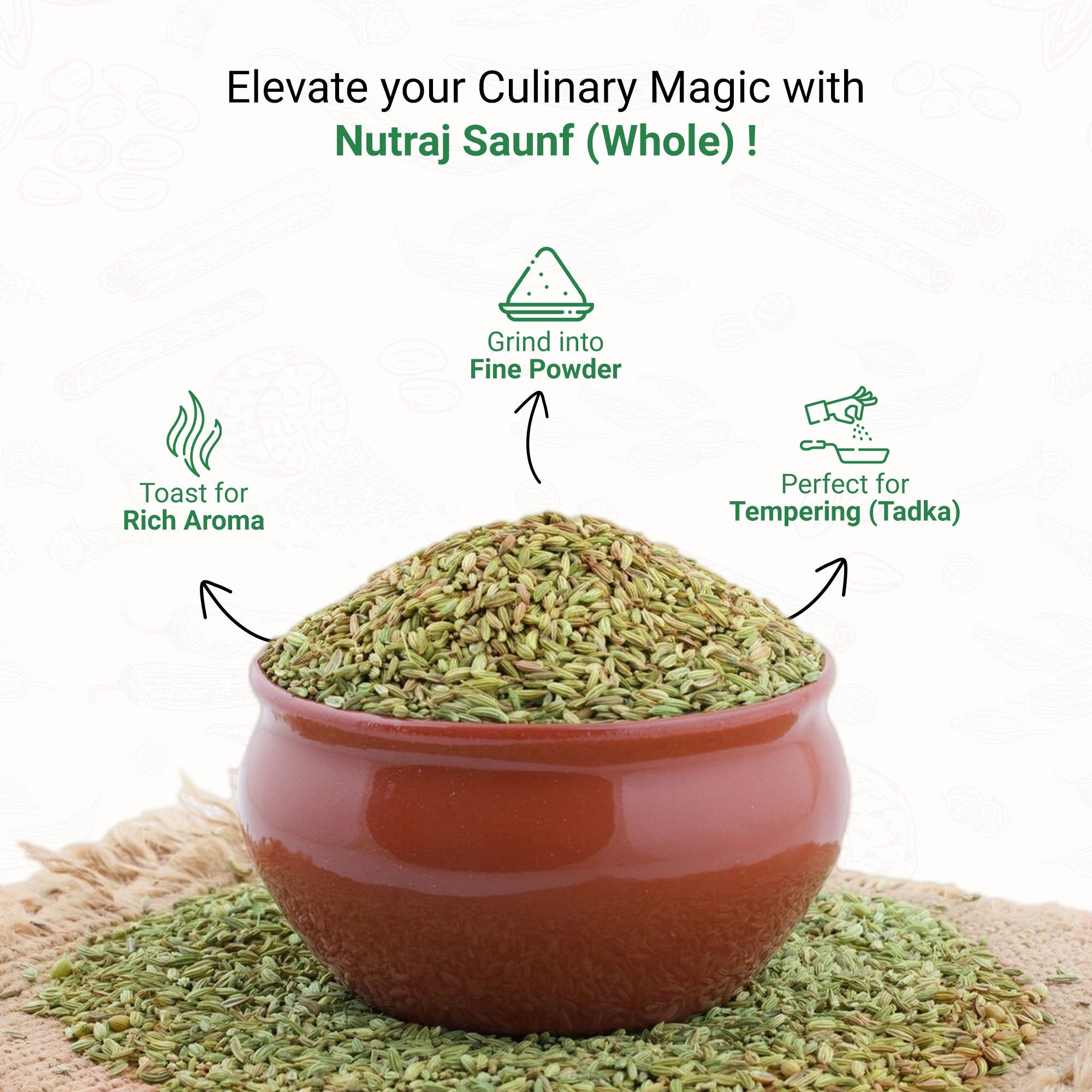 Whole Fennel Seeds (Badi Saunf) 100Gm | Mouth Freshner Saunf 100% Pure And Natural