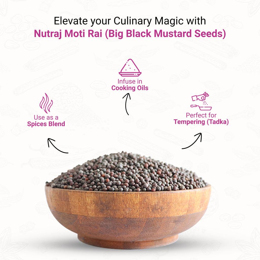 Whole Big Black Mustard Seeds 200Gm | Rai Seeds | Whole Kaali Rai Dana | Sarson Dana | Whole Spices | Moti Rai